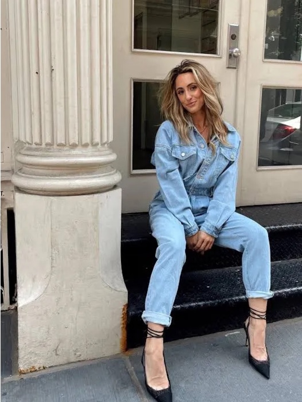 12th Tribe Light Blue Denim Jumpsuit - Picture 2 of 6